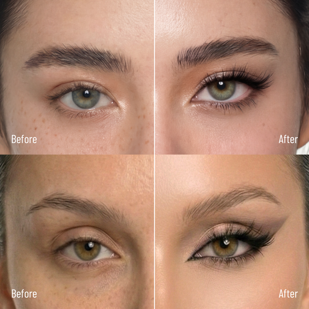 before and after for lashes on different eye shapes