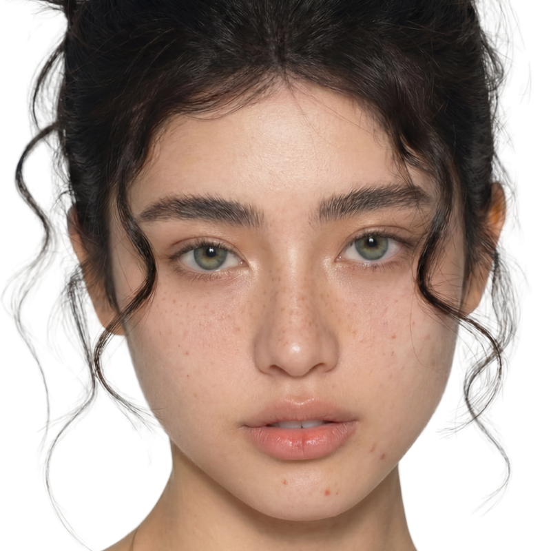 Model before applying CoreLash Essential Collection self-adhesive lash clusters