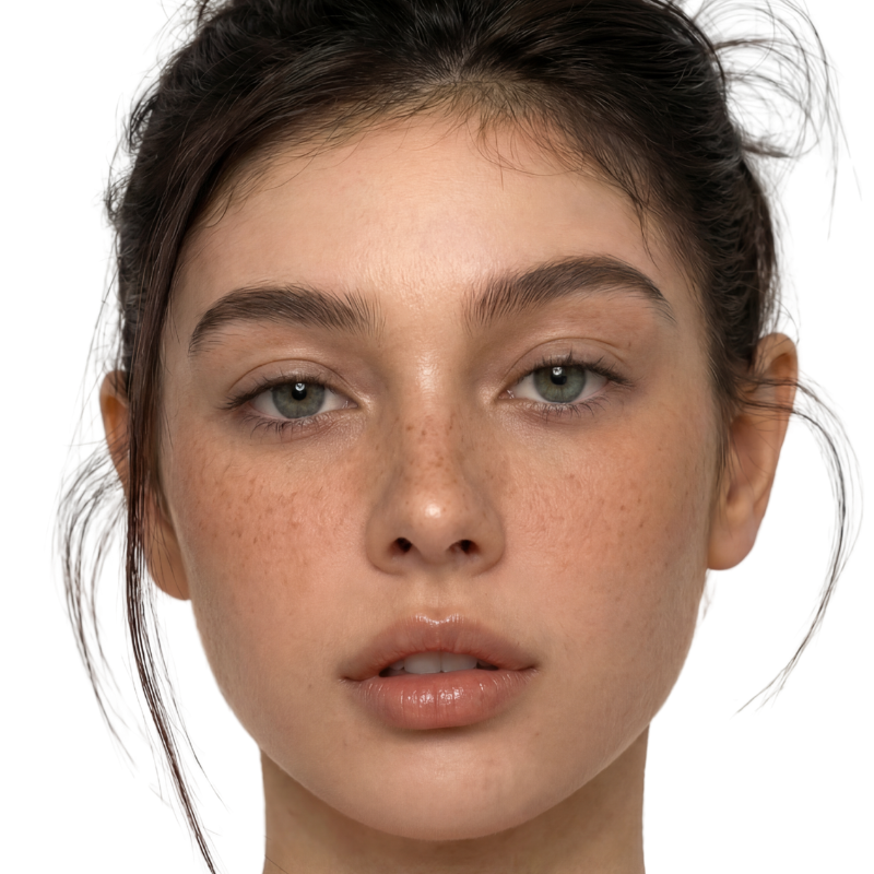 Model before applying CoreLash Essential Collection self-adhesive lash clusters