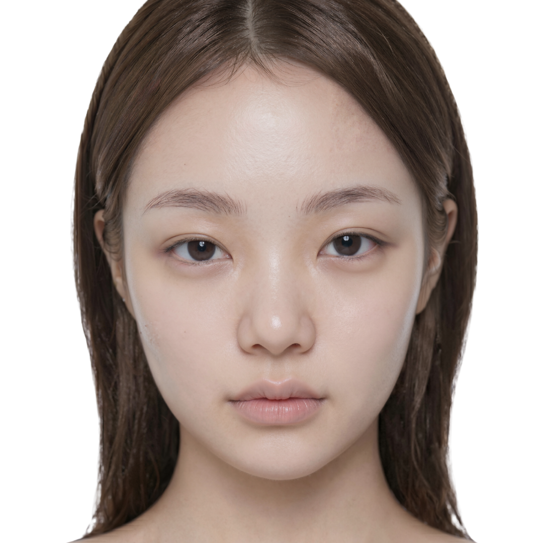 Model before applying CoreLash Oracle Limited Edition foxy lash clusters