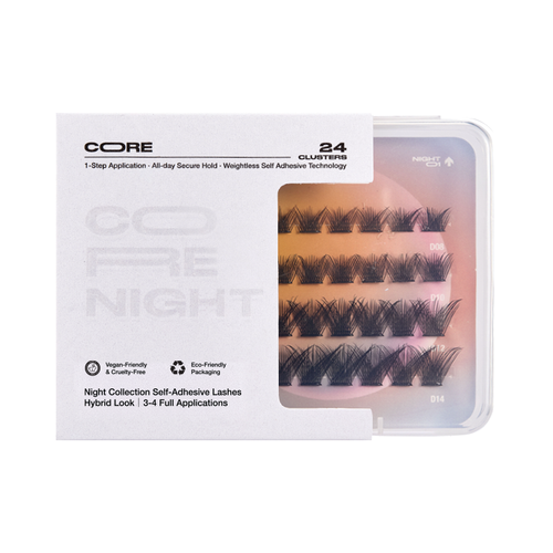 Open CoreLash Pocket 004 case showing Wispy DIY lash clusters inside