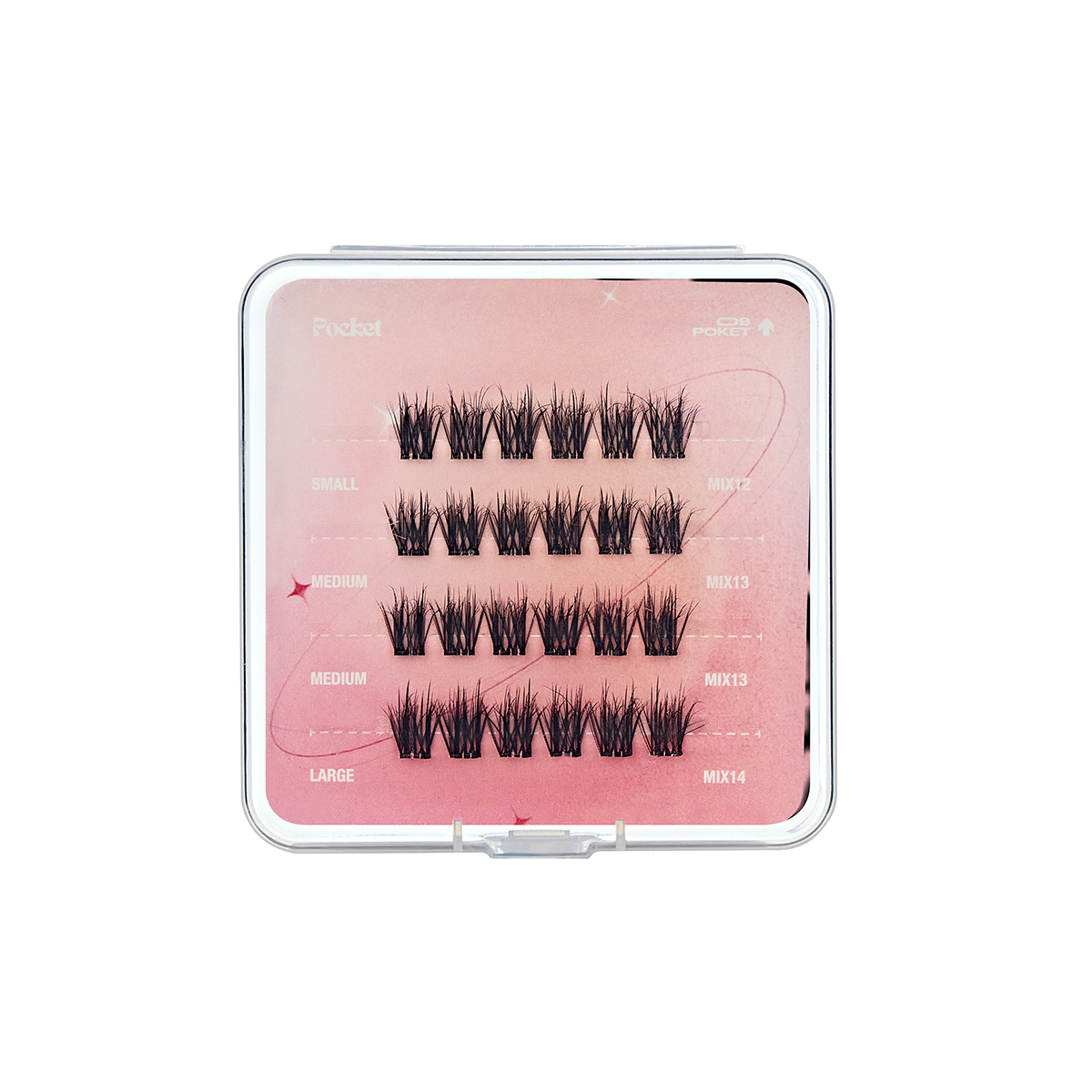 Open CoreLash Pocket 009 case showing Fluffy DIY lash clusters inside