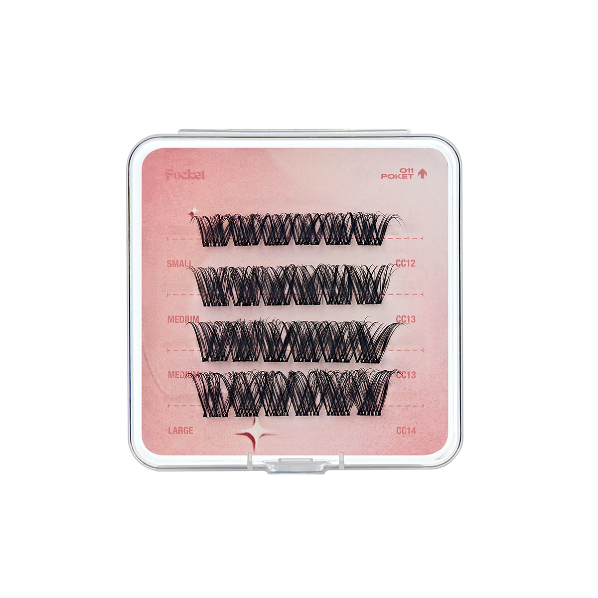 Open CoreLash Pocket 011 case showing Airy Wispy DIY lash clusters inside