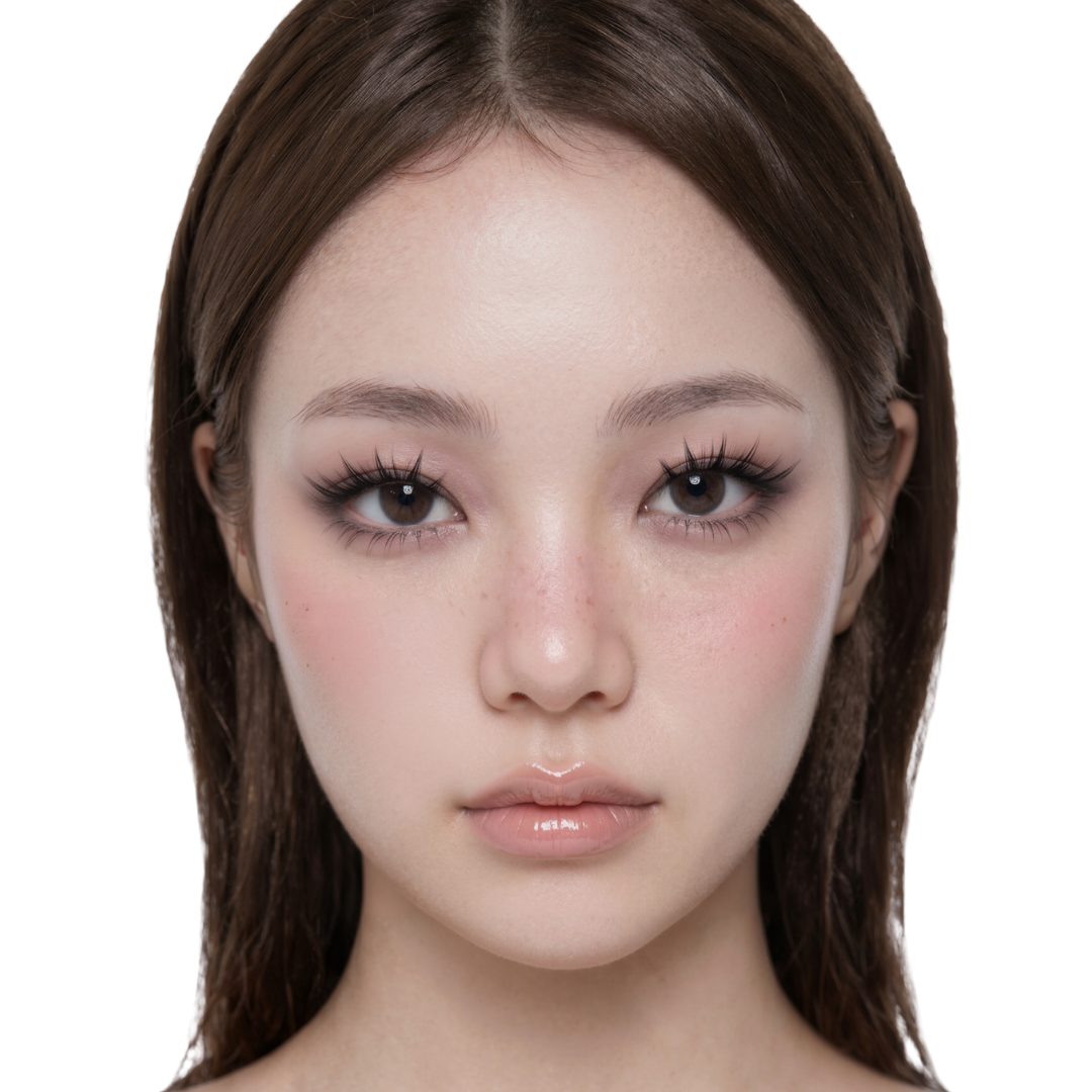 Model wearing CoreLash Pocket 017 lashes with a soft Cat Princess Natural Foxy effect