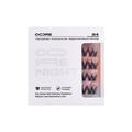 Package of CoreLash Night 002 Pocket self-adhesive lashes create a bold spiked edges look with smoky glam volume. 24 clusters, 4 wears, easy to apply, no glue needed. 