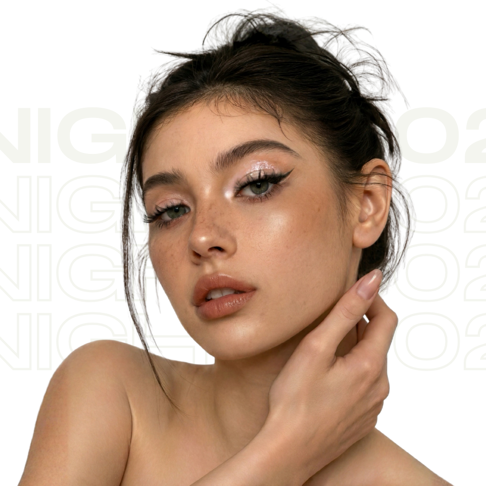 Woman with Night 002 delivers fuller volume with soft layered texture for a smoky glam finish. These self-adhesive lashes create bold definition while staying lightweight and comfortable. Ideal for events, nights out, and statement makeup looks.